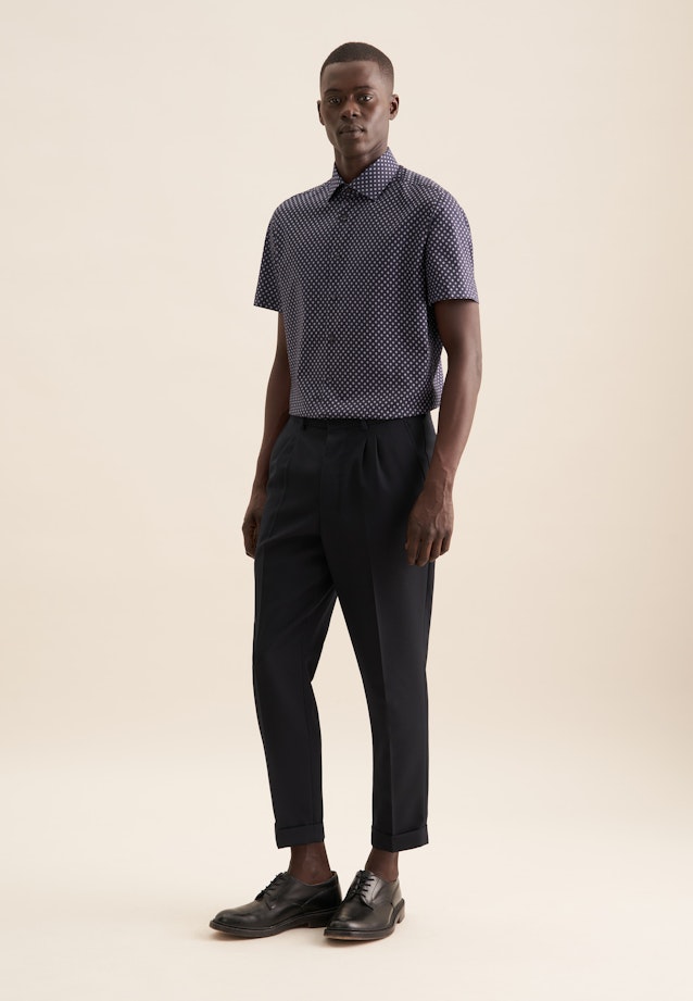 Shaped Business Hemd Druck in Dunkelblau |  Seidensticker Onlineshop