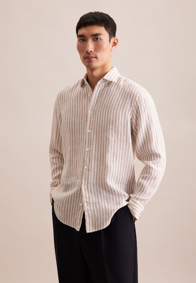 Regular Business Hemd Streifen in Beige | Seidensticker Onlineshop