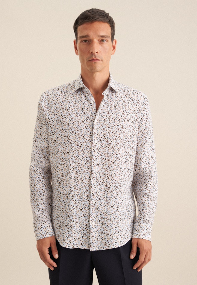 Regular Business Hemd Druck in Beige | Seidensticker Onlineshop