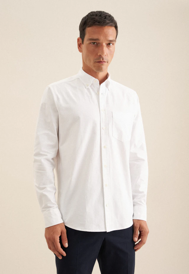 Regular Casual Hemd Uni in Weiß |  Seidensticker Onlineshop