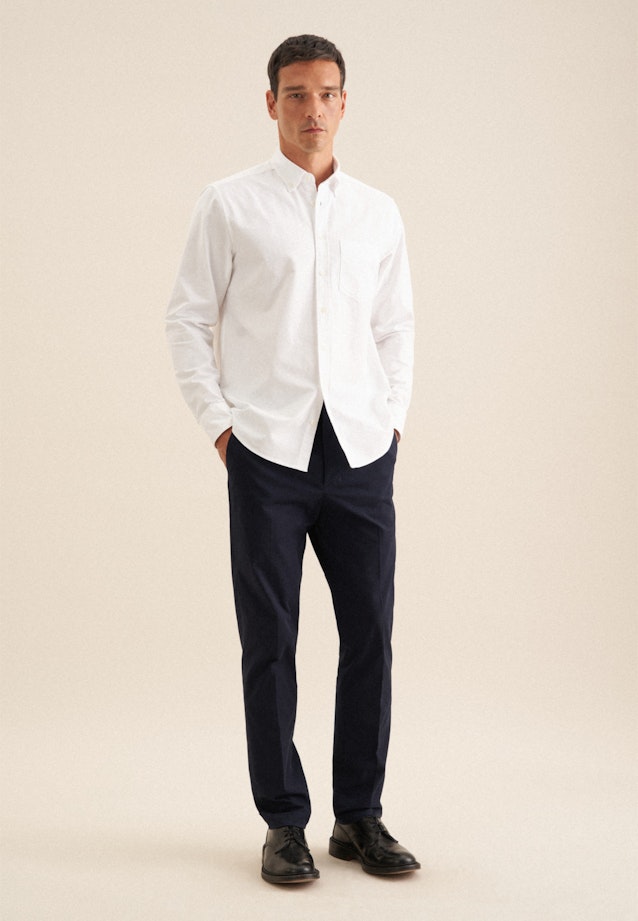 Regular Chemise décontractée Uni in Blanc |  Seidensticker Onlineshop