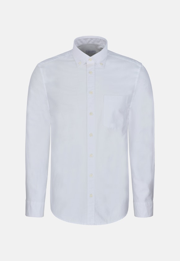 Regular Chemise décontractée Uni in Blanc |  Seidensticker Onlineshop