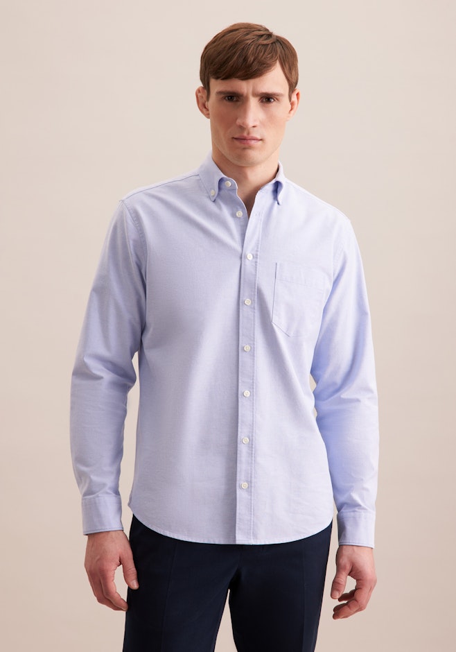 Regular Casual Hemd Uni in Mittelblau | Seidensticker Onlineshop