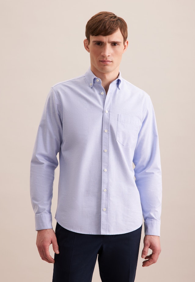 Regular Casual Hemd Uni in Mittelblau |  Seidensticker Onlineshop