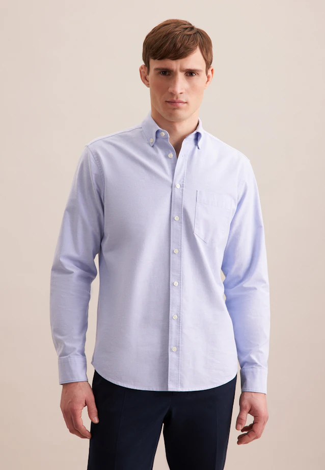 Regular Casual Hemd Uni in Mittelblau |  Seidensticker Onlineshop