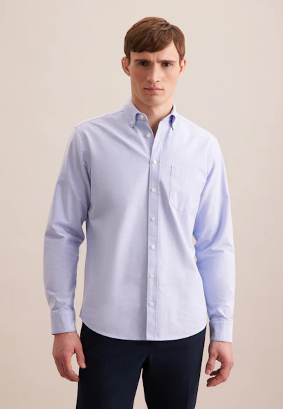 Regular Casual shirt Uni in Mittelblau |  Seidensticker Onlineshop