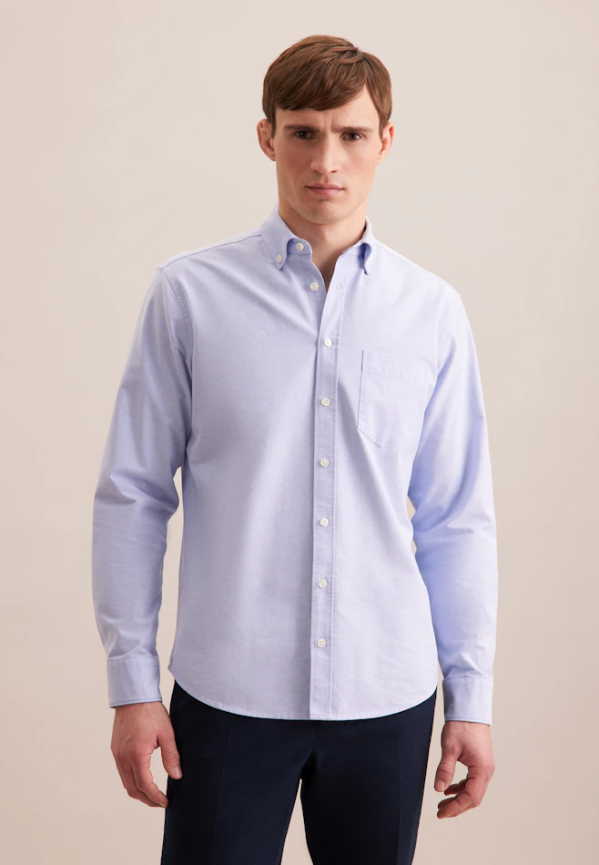Regular Casual Hemd Uni in Mittelblau | Seidensticker Onlineshop
