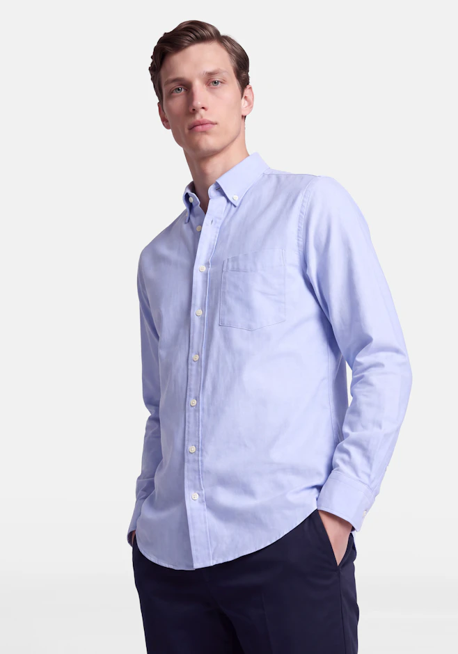 Regular Casual Hemd Uni in Mittelblau | Seidensticker Onlineshop