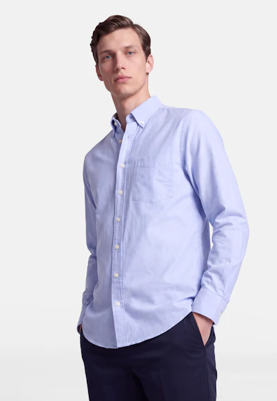 Regular Casual Hemd Uni in Mittelblau |  Seidensticker Onlineshop