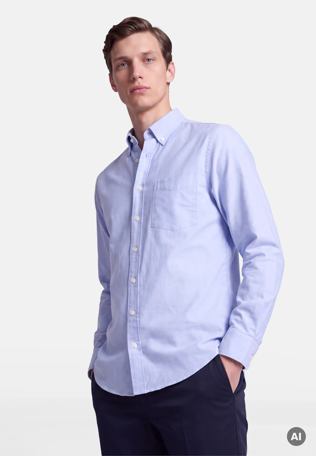 Regular Casual shirt Uni in Mittelblau |  Seidensticker Onlineshop