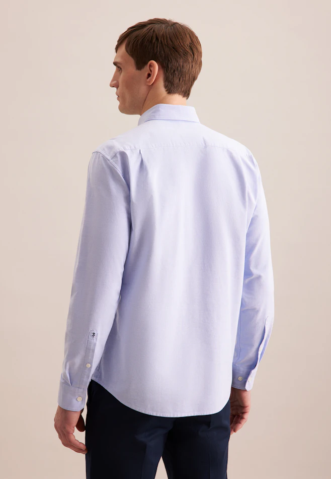 Regular Chemise décontractée Uni dans Bleu Moyen | Boutique en ligne Seidensticker