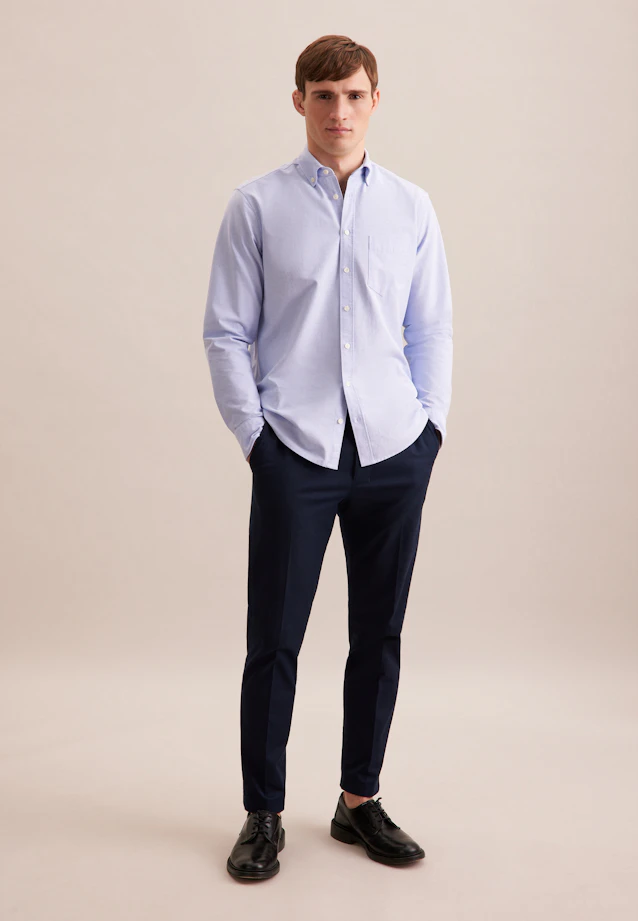 Regular Casual shirt Uni in Mittelblau |  Seidensticker Onlineshop