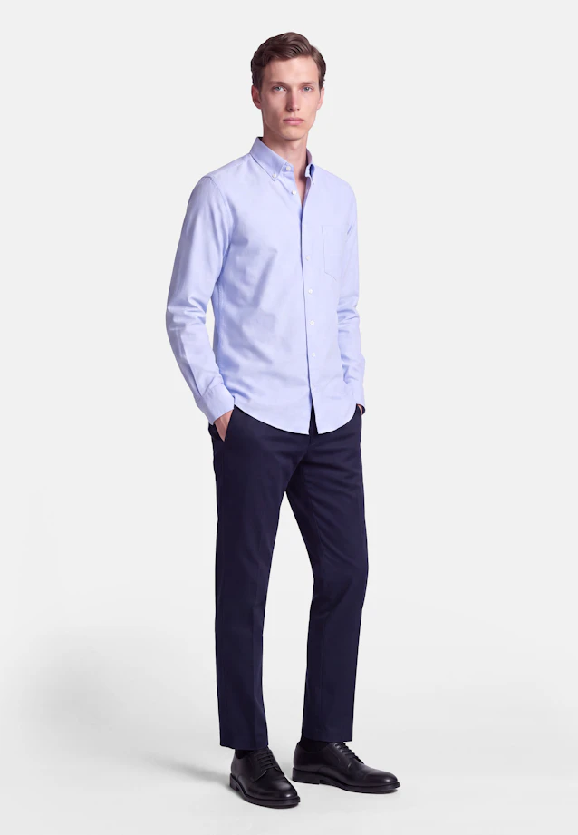 Regular Casual Hemd Uni in Mittelblau |  Seidensticker Onlineshop
