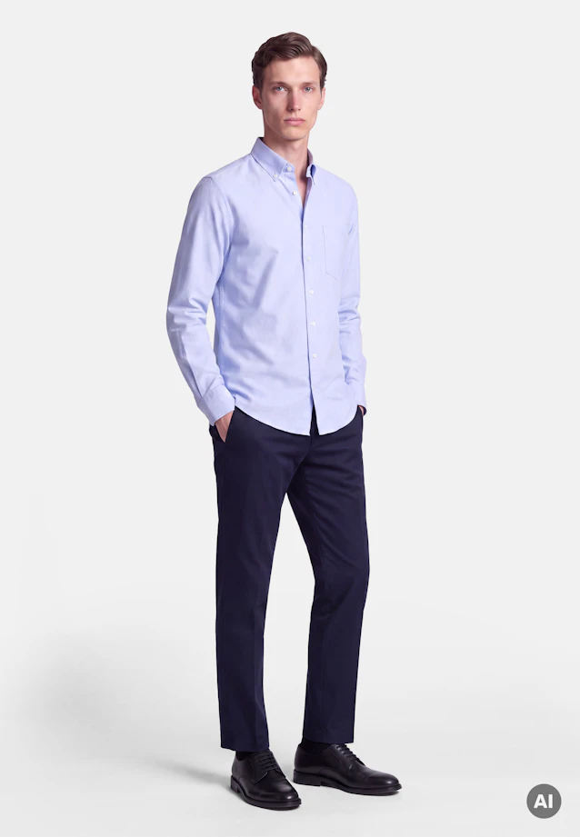 Regular Casual shirt Uni in Mittelblau |  Seidensticker Onlineshop