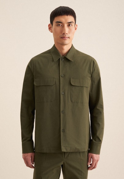 Regular Overshirt Uni in Green |  Seidensticker Onlineshop
