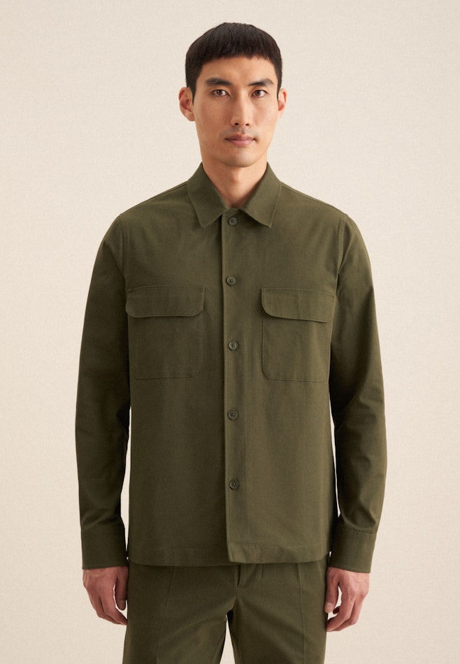 Regular Overshirt Uni in Grün | Seidensticker Onlineshop