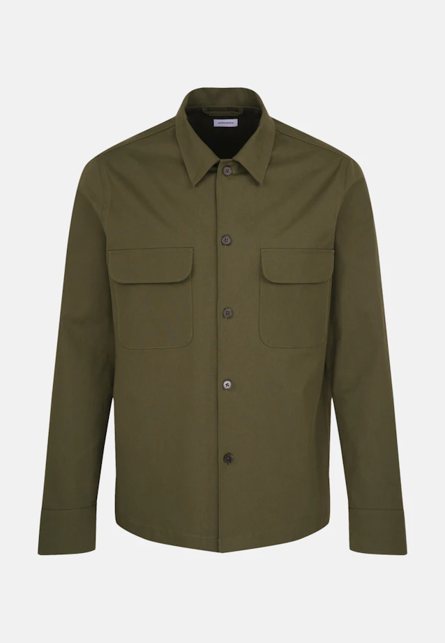 Regular Overshirt Uni in Grün |  Seidensticker Onlineshop