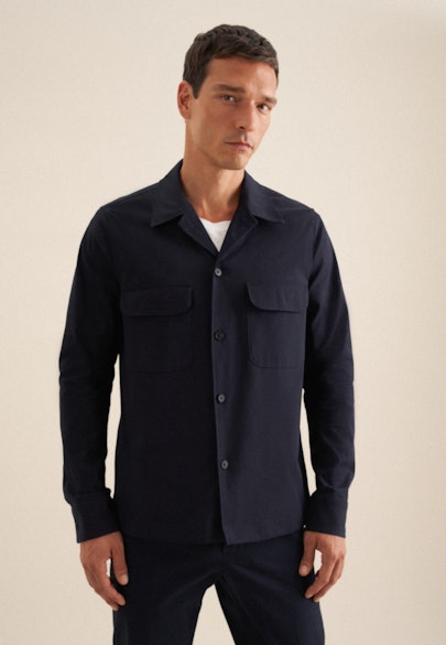 Regular Overshirt Uni in Dunkelblau |  Seidensticker Onlineshop
