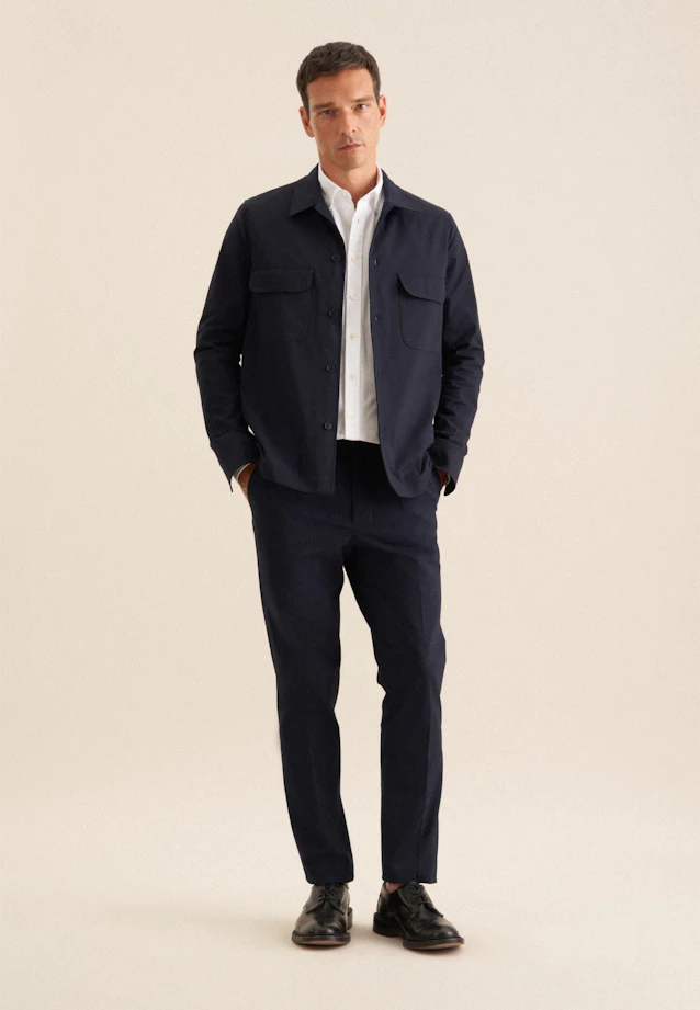 Regular Overshirt Uni in Dunkelblau |  Seidensticker Onlineshop