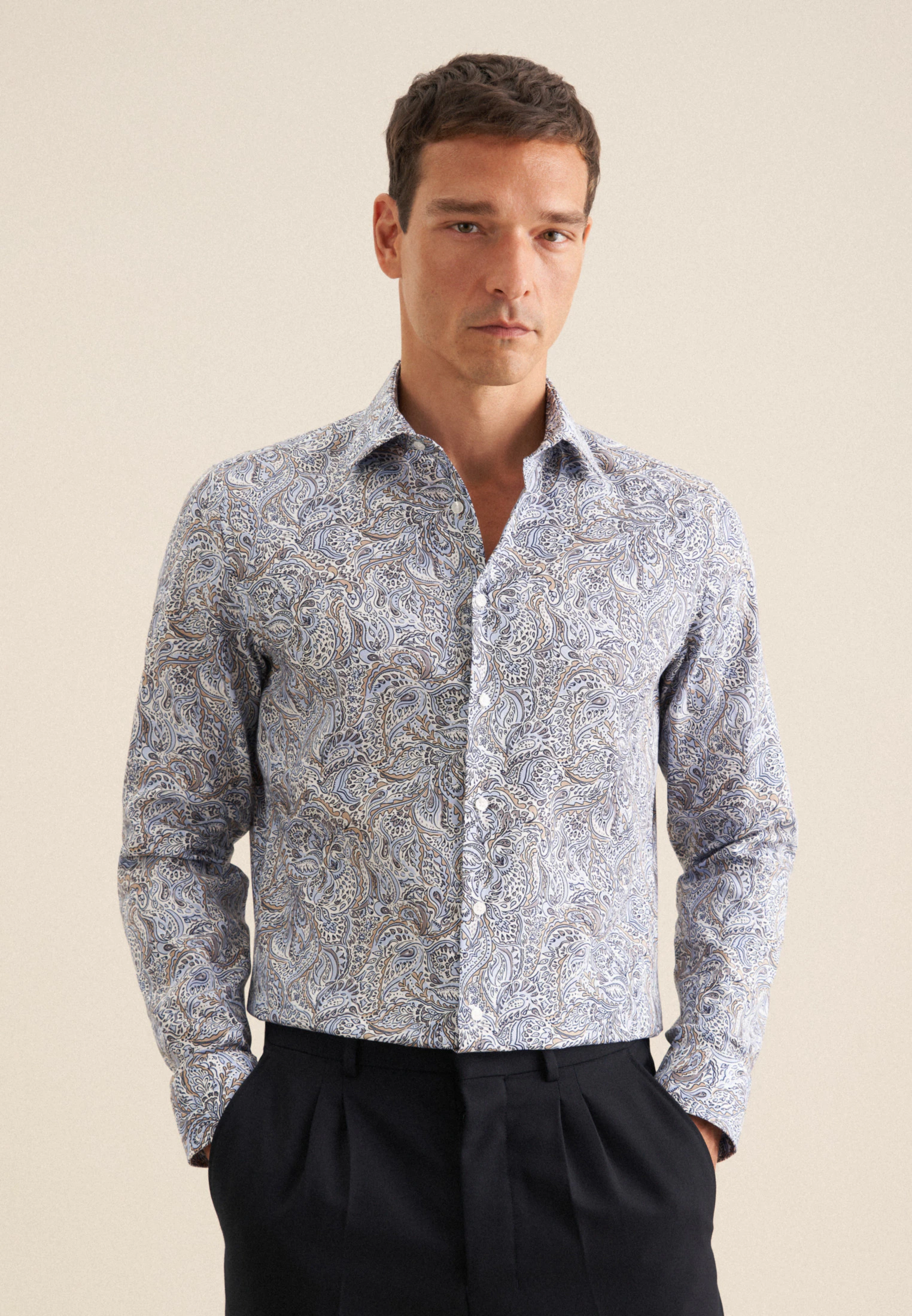 Slim Business Hemd Floral Blau 41