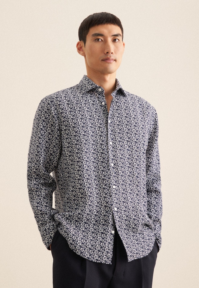 Regular Business Hemd Floral in Dunkelblau | Seidensticker Onlineshop