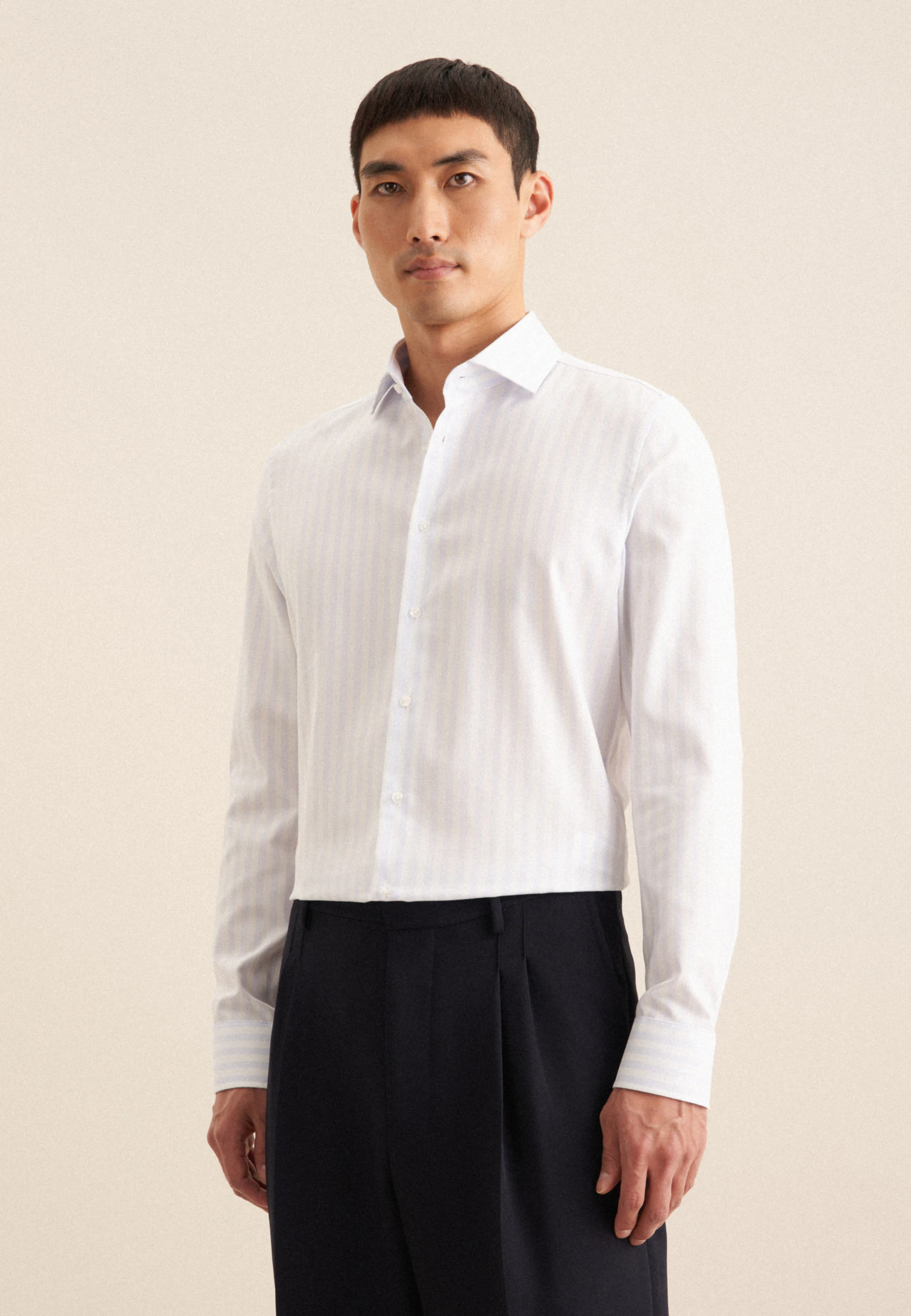 Slim Business Hemd Streifen Blau 43