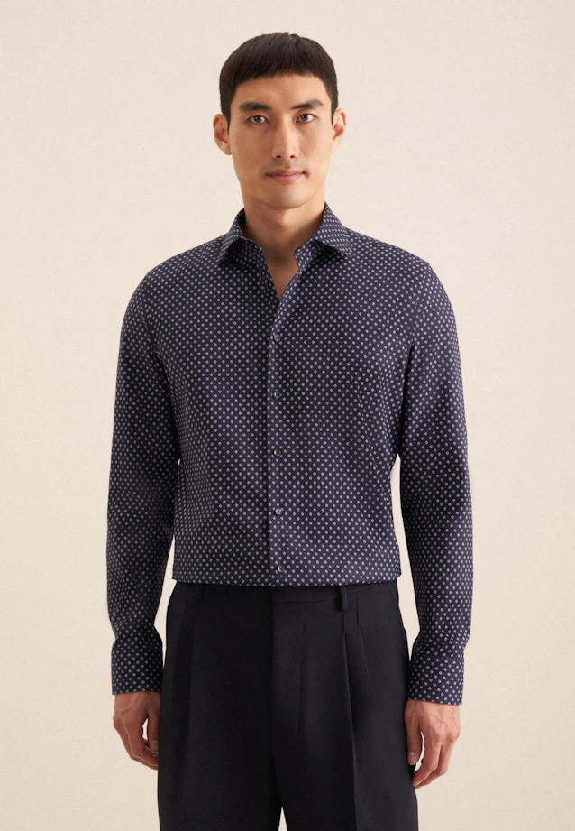 Slim Business shirt Print in Dark Blue |  Seidensticker Onlineshop