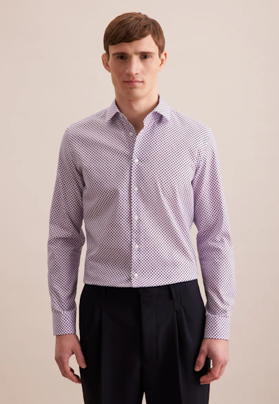Slim Business Hemd Druck in Lila |  Seidensticker Onlineshop
