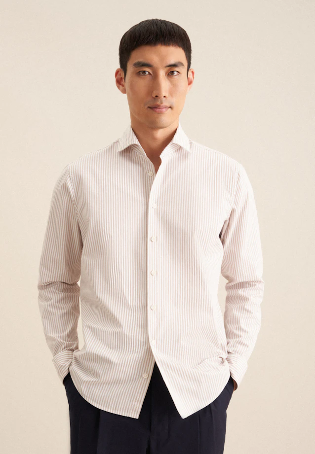 Regular Casual Hemd Streifen in Beige |  Seidensticker Onlineshop