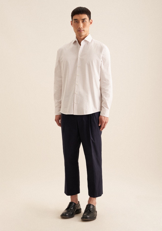 Regular Chemise casual A Rayures in Beige | Seidensticker Onlineshop