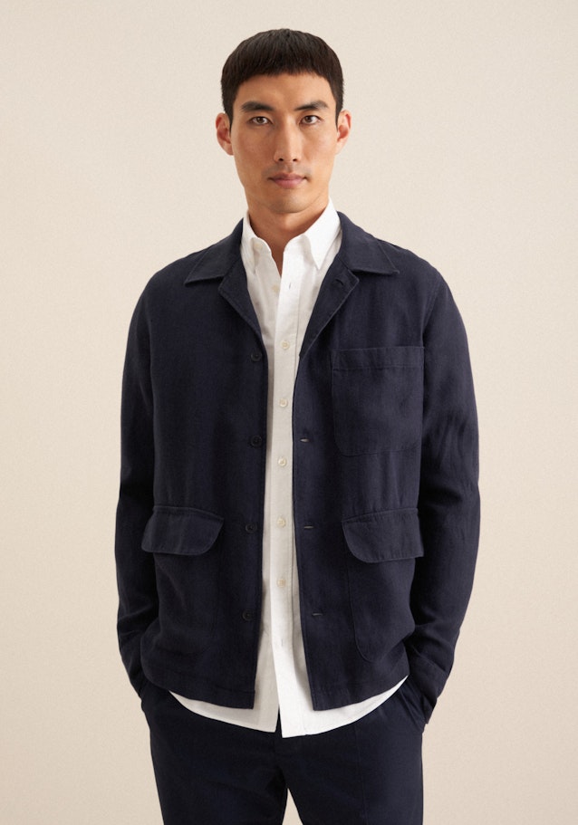 Regular Veste Uni in Bleu Foncé | Seidensticker Onlineshop