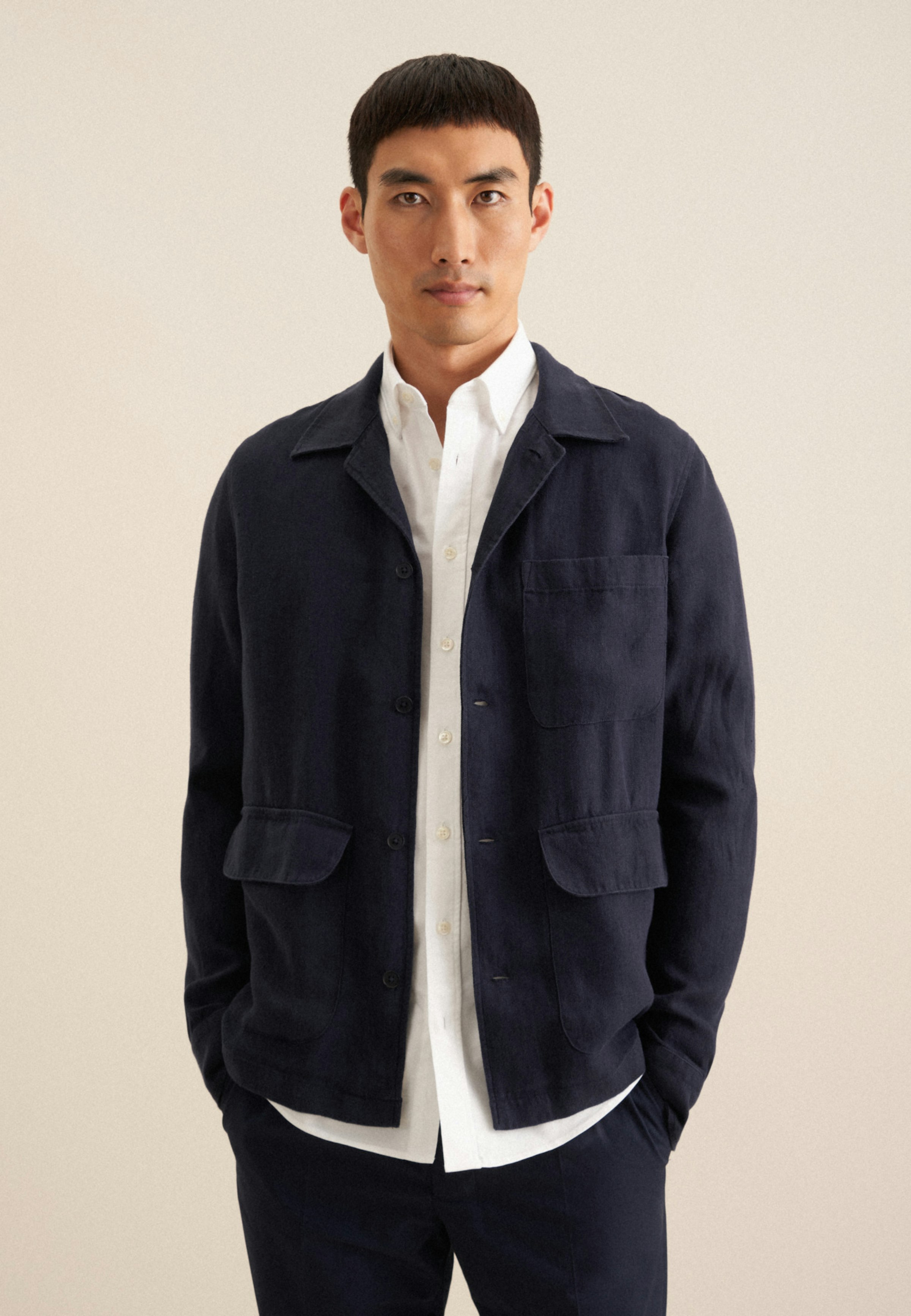 Men Regular Jacket dark blue Seidensticker