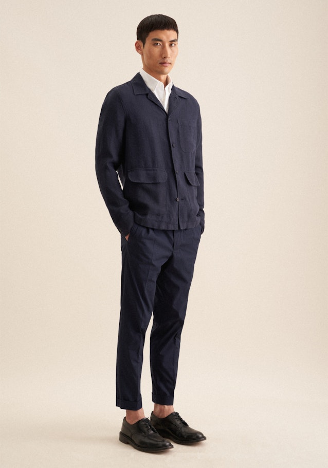 Regular Veste Uni in Bleu Foncé | Seidensticker Onlineshop