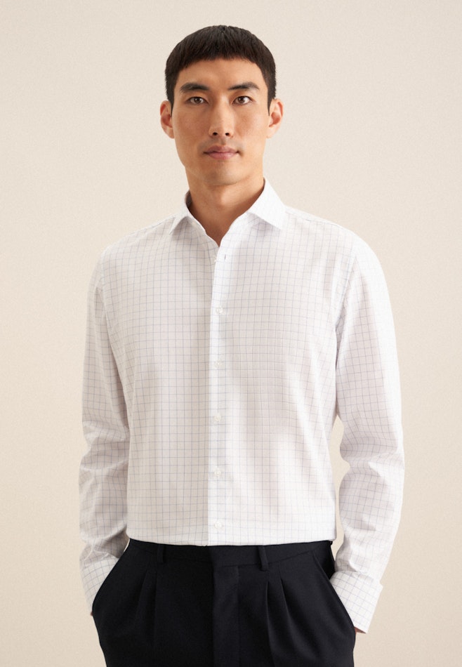 Slim Business Hemd Karo in Mittelblau | Seidensticker Onlineshop