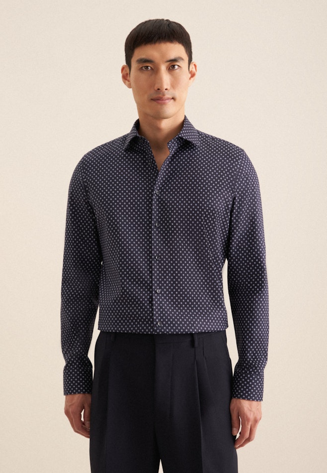 X-Slim Business shirt Print in Dark Blue | Seidensticker online shop