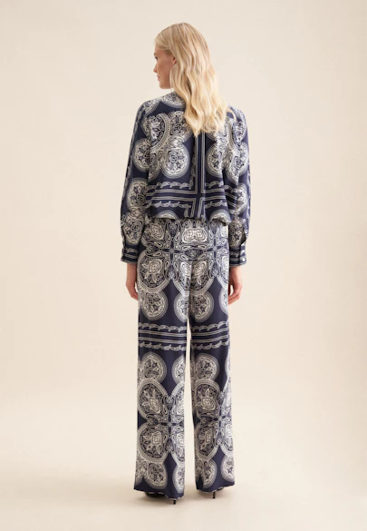 Regular Hose Tuchprint in Dunkelblau |  Seidensticker Onlineshop