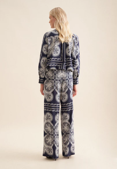Regular Hose Tuchprint in Dunkelblau |  Seidensticker Onlineshop