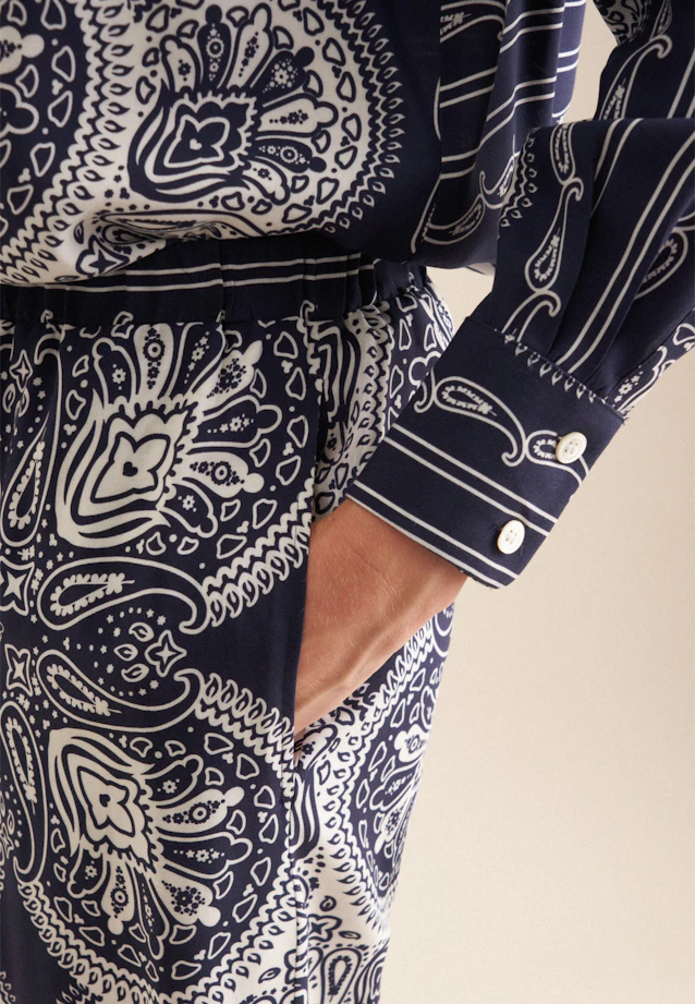 Regular Trousers Cloth print in Dark Blue |  Seidensticker Onlineshop