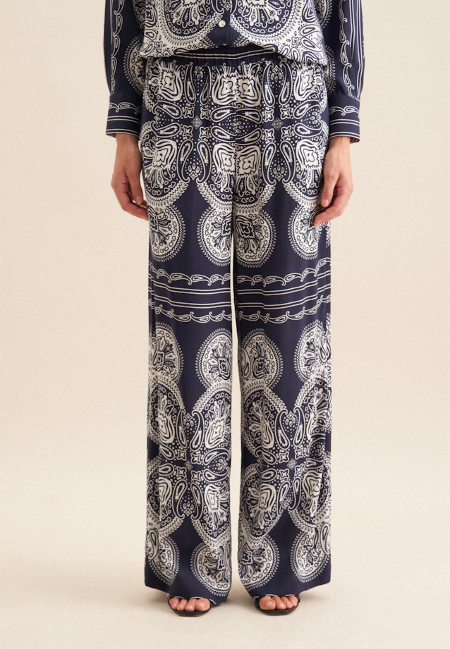 Regular Trousers Cloth print in Dark Blue |  Seidensticker Onlineshop