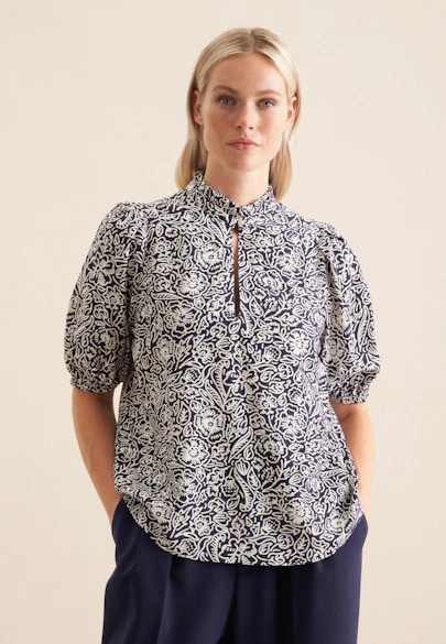 Shirtbluse Floral in Dunkelblau |  Seidensticker Onlineshop
