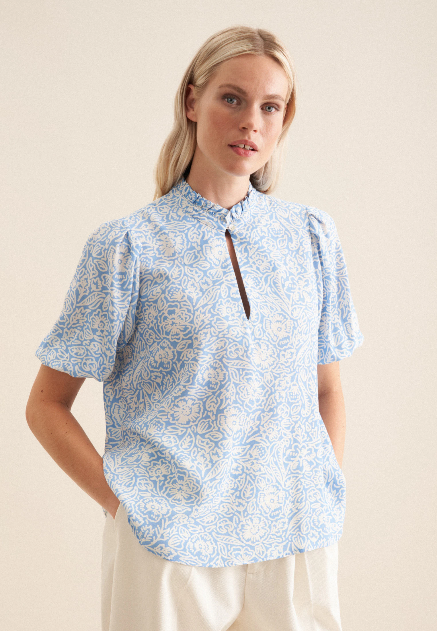 Shirtbluse Floral Blau