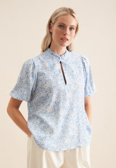 Shirtbluse Floral in Mittelblau |  Seidensticker Onlineshop