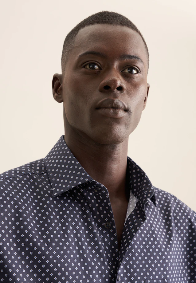 Regular Business shirt Print in Dark Blue |  Seidensticker Onlineshop