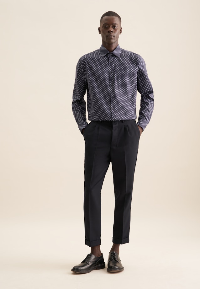Regular Business shirt Print in Dark Blue |  Seidensticker Onlineshop