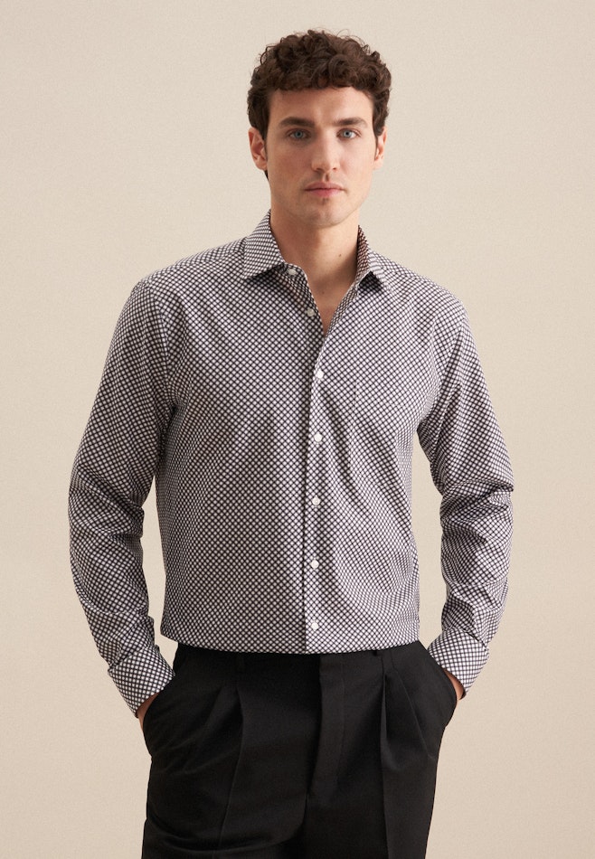 Regular Business Hemd Druck in Grau | Seidensticker Onlineshop