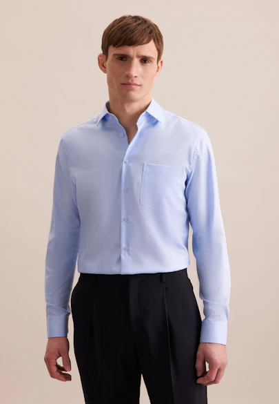 Regular Chemise d'affaires Uni in Bleu Clair |  Seidensticker Onlineshop