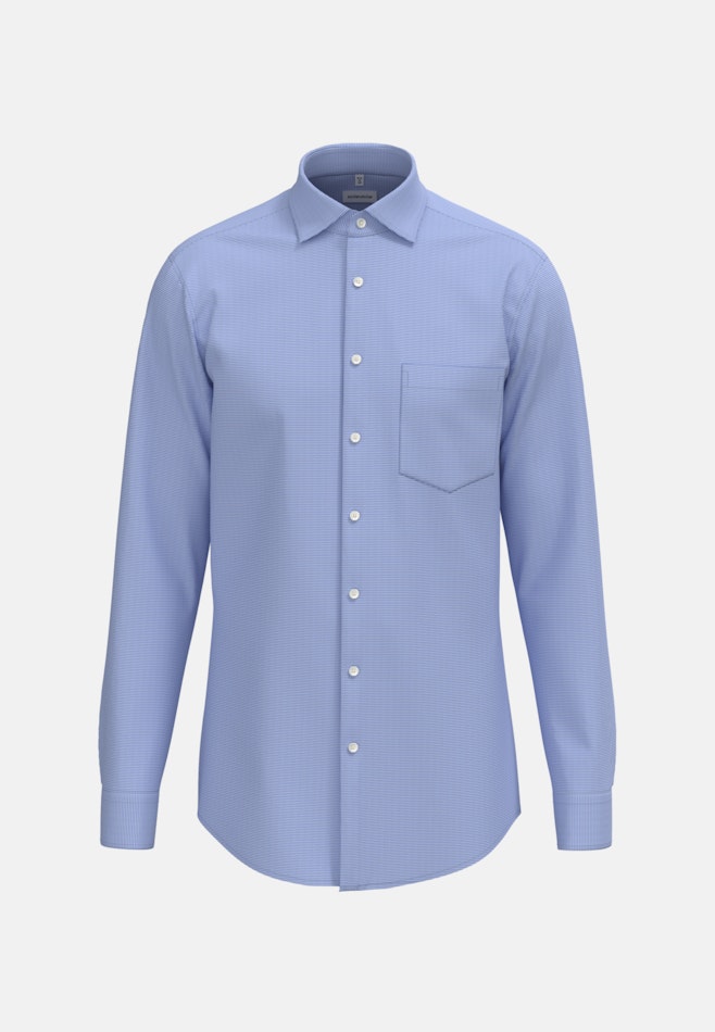 Non-iron Pepita Business shirt in Comfort with Kent-Collar in Light Blue | Seidensticker online shop