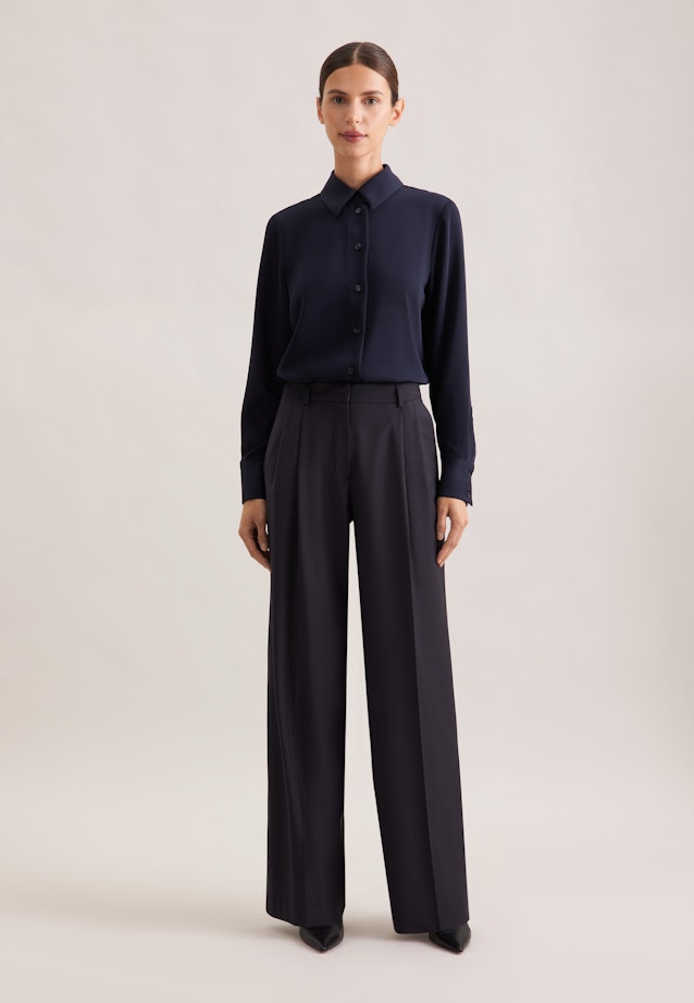 Hemdbluse aus fließender Ware in Dunkelblau |  Seidensticker Onlineshop