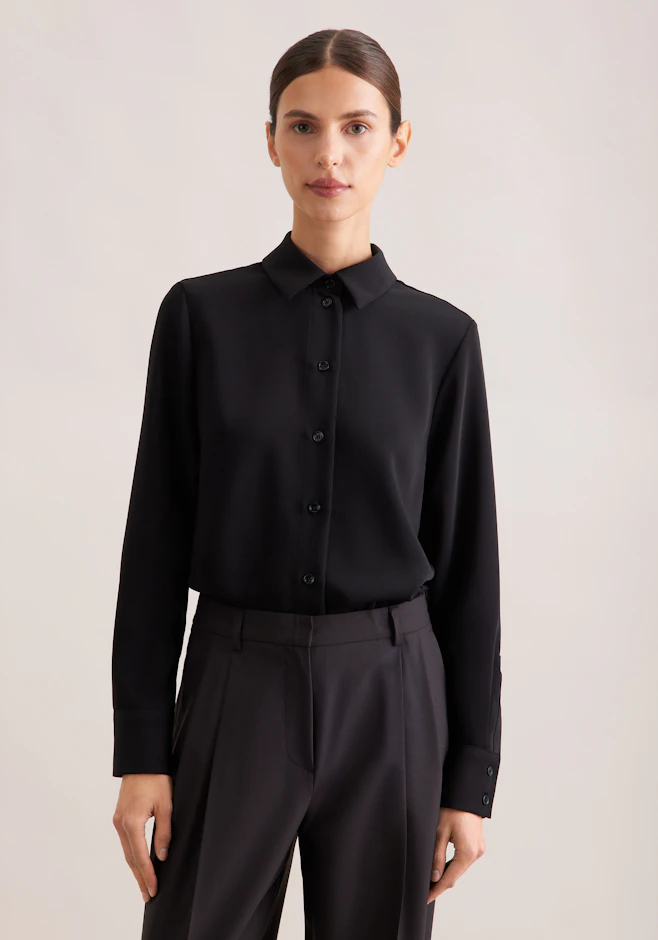 Hemdbluse aus fließender ware in Schwarz | Seidensticker Onlineshop