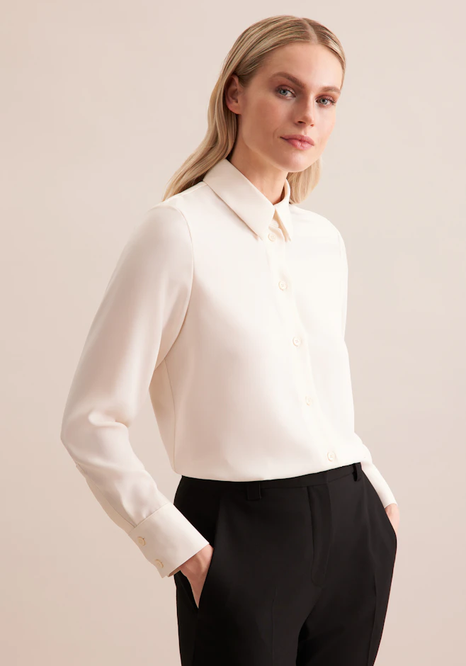 Hemdbluse aus fließender ware in Off-White | Seidensticker Onlineshop